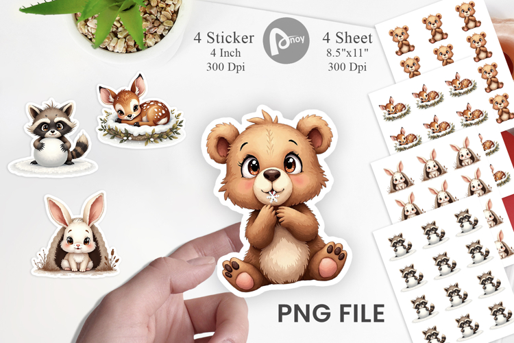 Baby Forest Animals Winter Sticker