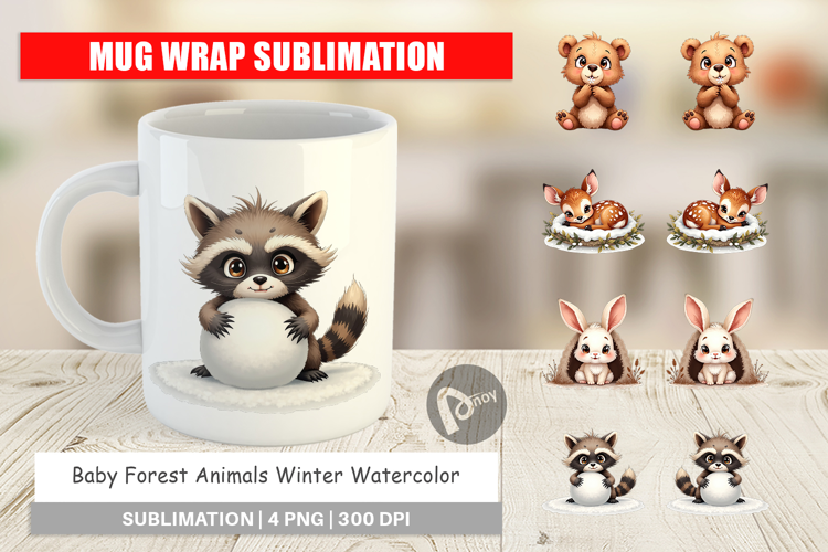 Baby Forest Animals Winter Mug Wrap