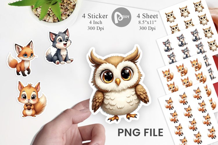 Baby Forest Animals Winter Sticker