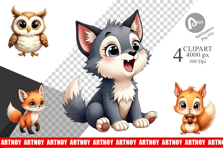 Baby Forest Animals Winter Clipart