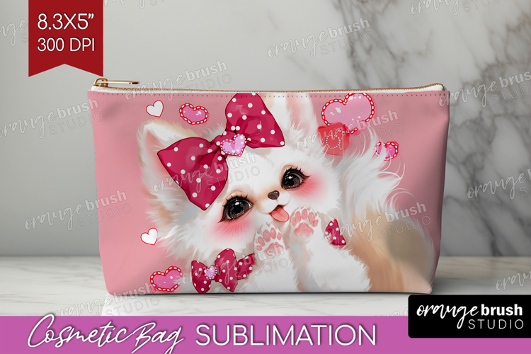 Baby Fox Valentine Cosmetic Bag Cute Valentines Day Makeup