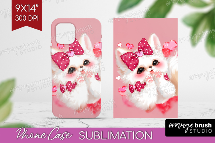 Baby Fox Valentine Phone Case PNG Cute Valentines Day Case