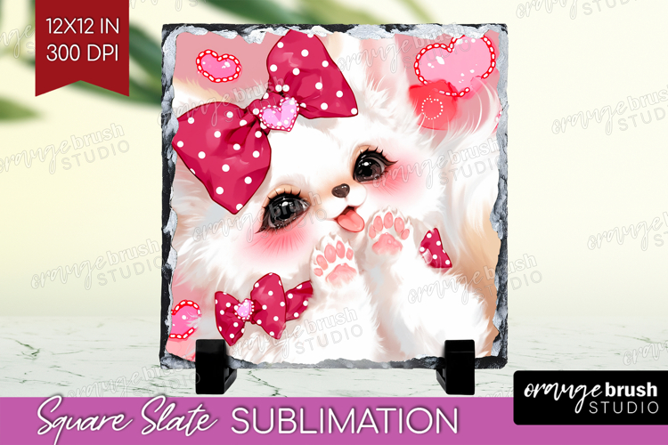 Baby Fox Valentine Slate PNG Cute Valentines Day Square