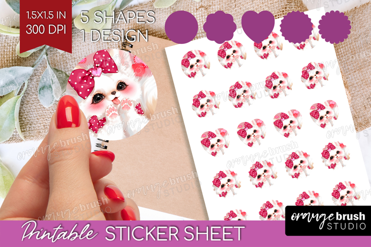 Baby Fox Valentine Round Sticker Cute Valentines Day