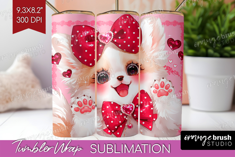 Baby Fox Valentine Tumbler Wrap Cute Valentines Day Tumbler