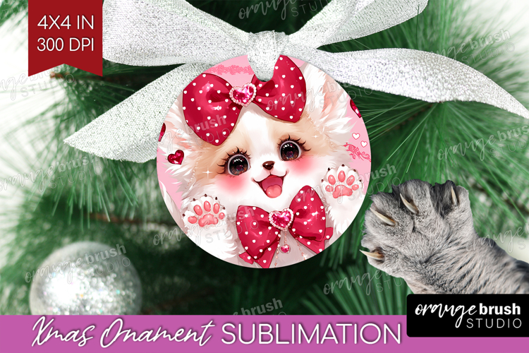 Baby Fox Valentine Ornament PNG Cute Valentines Day PNG