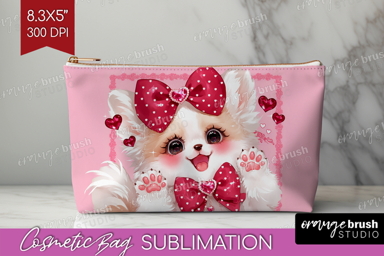 Baby Fox Valentine Cosmetic Bag Cute Valentines Day Makeup