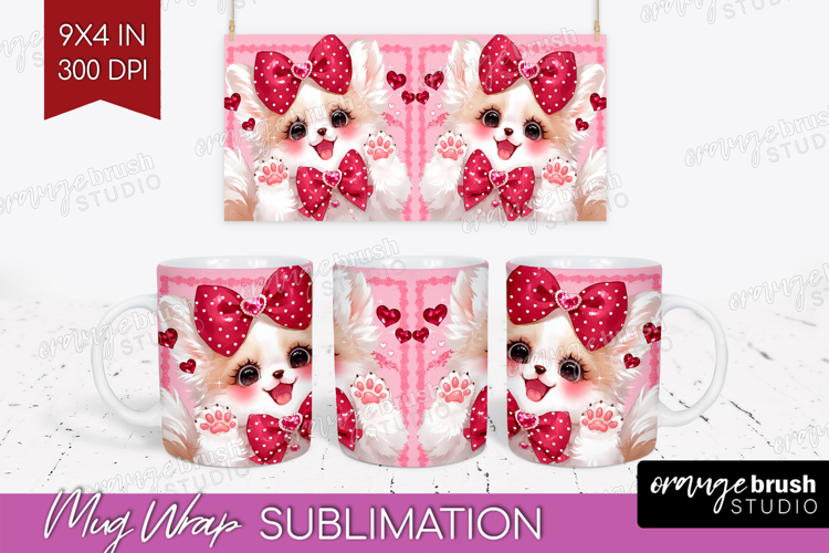 Baby Fox Valentine Mug Wrap Cute Valentines Day Mug PNG