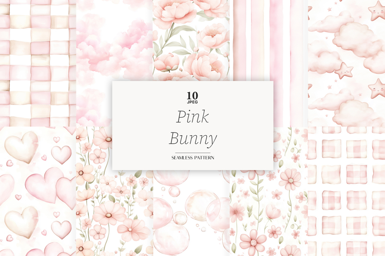 Baby Girl Digital Paper | Pink Nursery Birthday Patterns