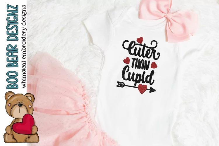 Cuter than Cupid embroidery design