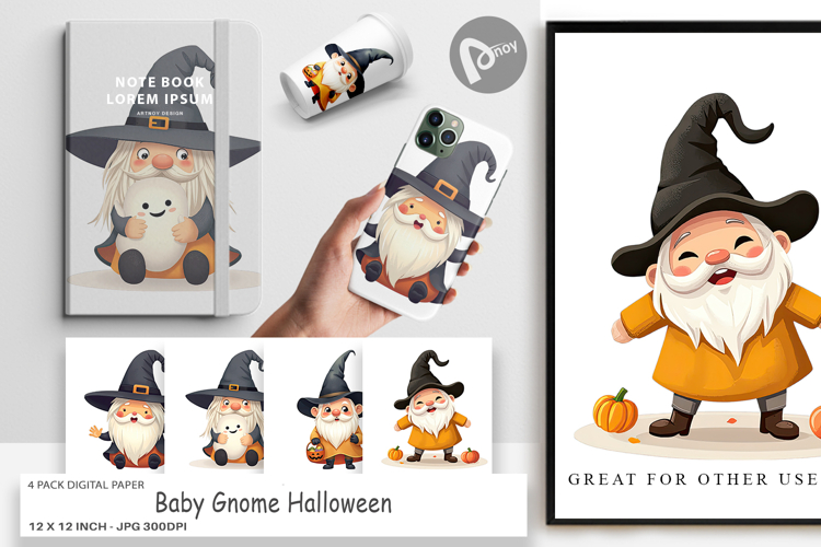 Digital Paper Baby Gnome Halloween