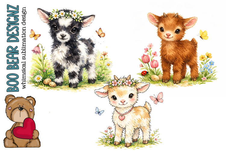 Whimsical Springtime Baby Goats