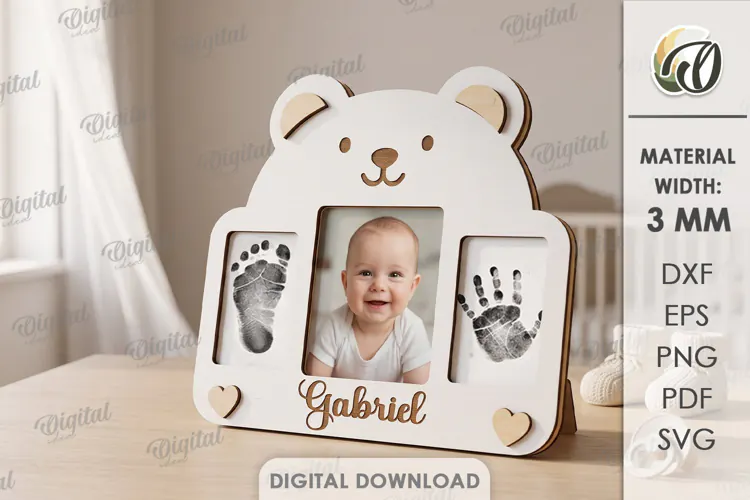 Personalized Baby Handprint and Footprint Frame Laser Cut