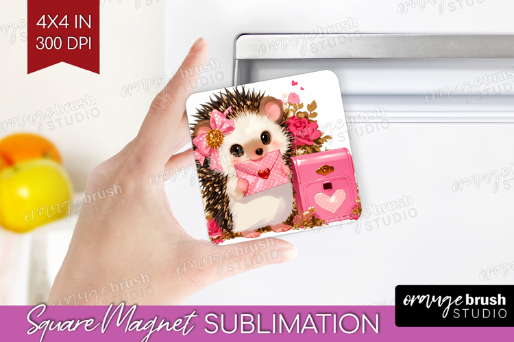 Baby Hedgehog Valentine Magnet Sublimation Cute Valentines
