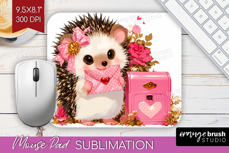 Baby Hedgehog Valentine Mouse Pad Sublimation Cute Day PNG
