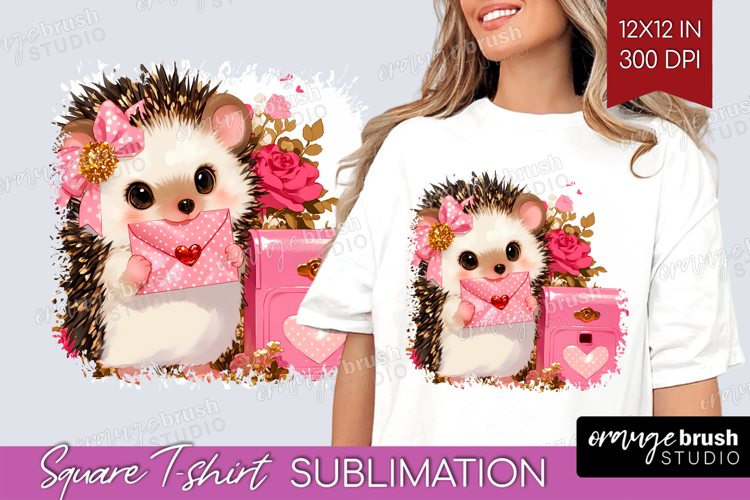 Baby Hedgehog Valentine Square Tshirt Background Cute Day