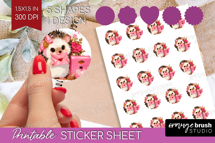 Baby Hedgehog Valentine Round Sticker Cute Valentines Day