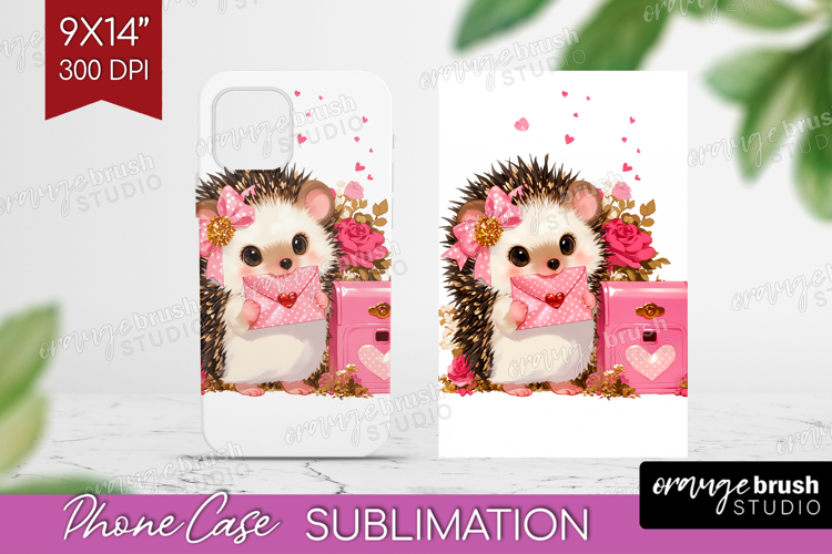 Baby Hedgehog Valentine Phone Case PNG Cute Valentines Day