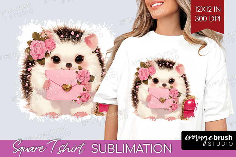 Baby Hedgehog Valentine Square Tshirt Background Cute Day