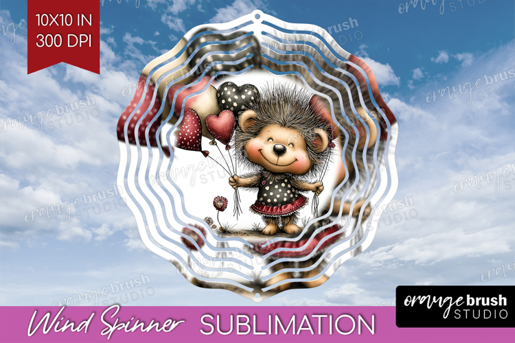 Baby Hedgehogo Valentine Wind Spinner Sublimation PNG Animal