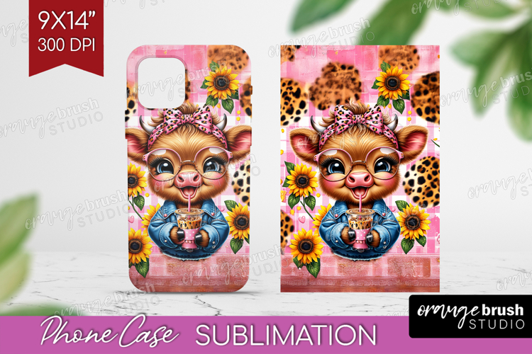 Highland Cow Phone Case PNG - Summer Case PNG Sublimation