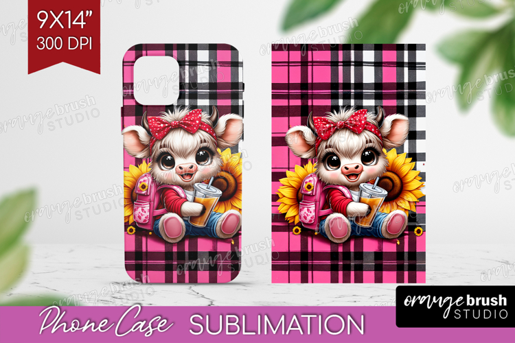 Highland Cow Phone Case PNG - Summer Case PNG Sublimation example image 1