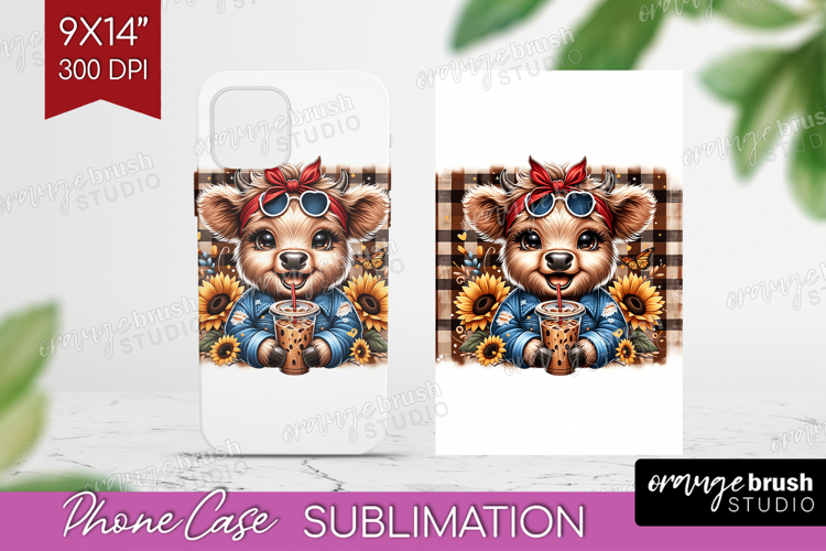 Highland Cow Phone Case PNG - Summer Case PNG Sublimation