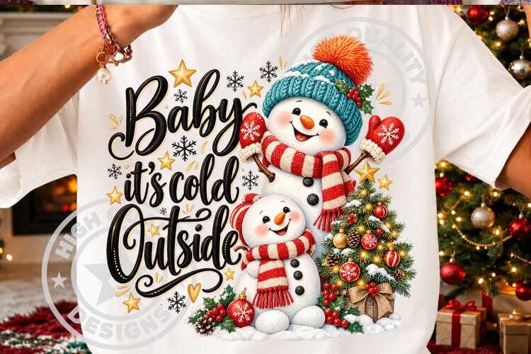 Baby It's Cold Outside Snowman PNG example image 1