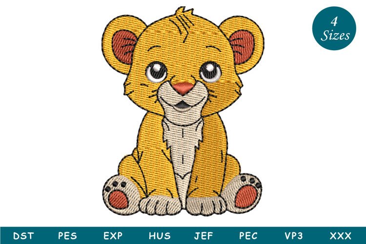 Baby Lion Embroidery Design example image 1
