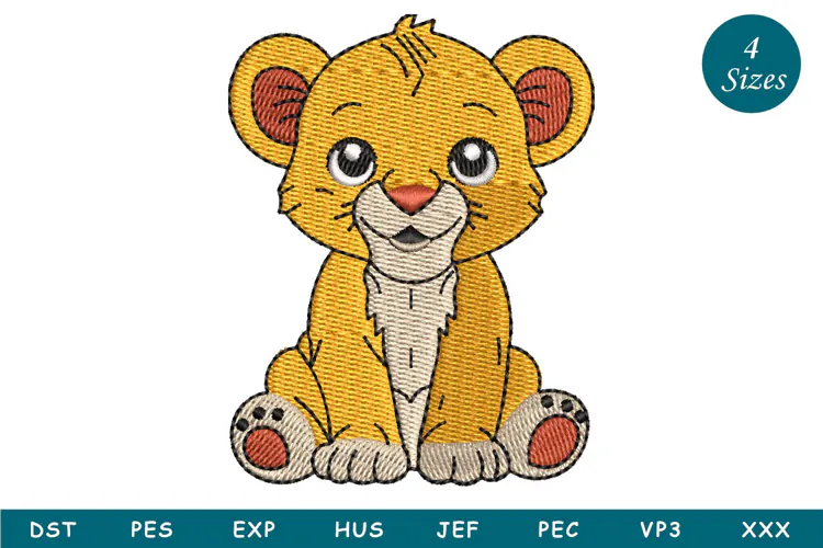 Baby Lion Embroidery Design