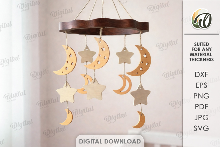3D Baby Mobile Laser Cut. Nursery Decor SVG