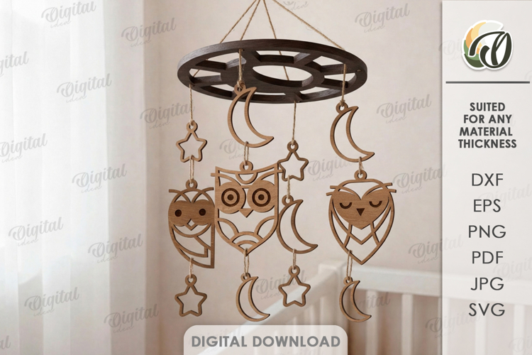 3D Baby Mobile Laser Cut. Nursery Decor SVG