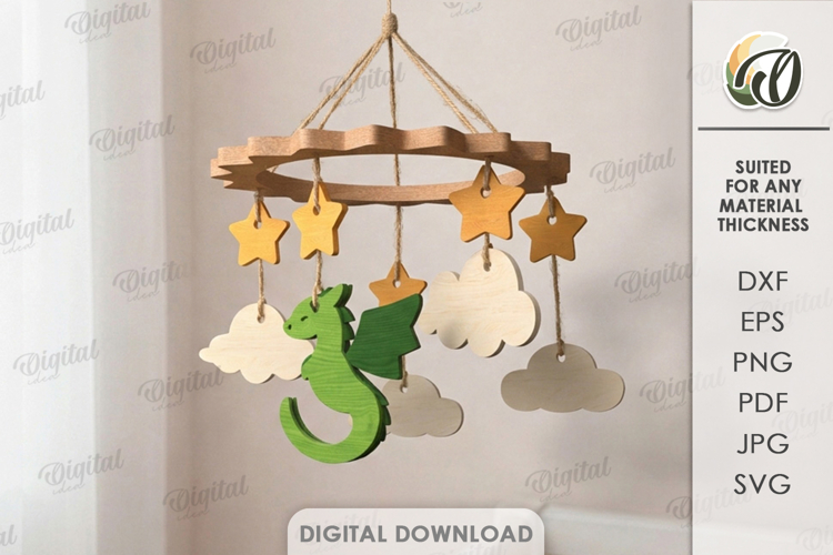 3D Baby Mobile Laser Cut. Nursery Decor SVG