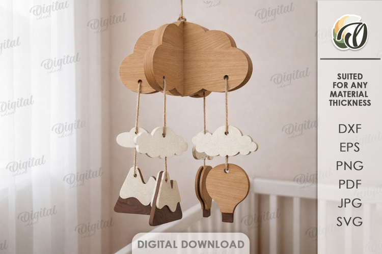 3D Baby Mobile Laser Cut. Nursery Decor SVG