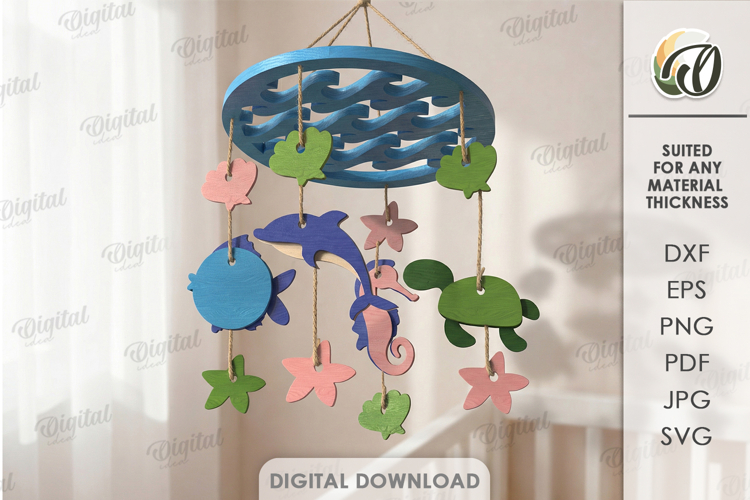 3D Baby Mobile Laser Cut. Nursery Decor SVG