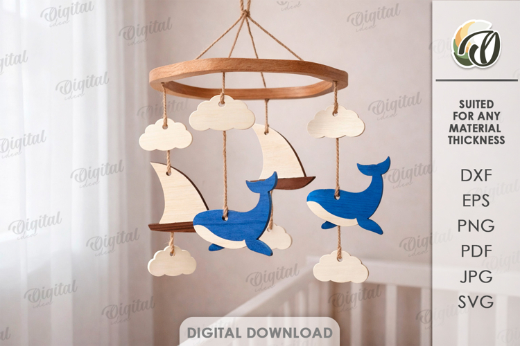 3D Baby Mobile Laser Cut. Nursery Decor SVG