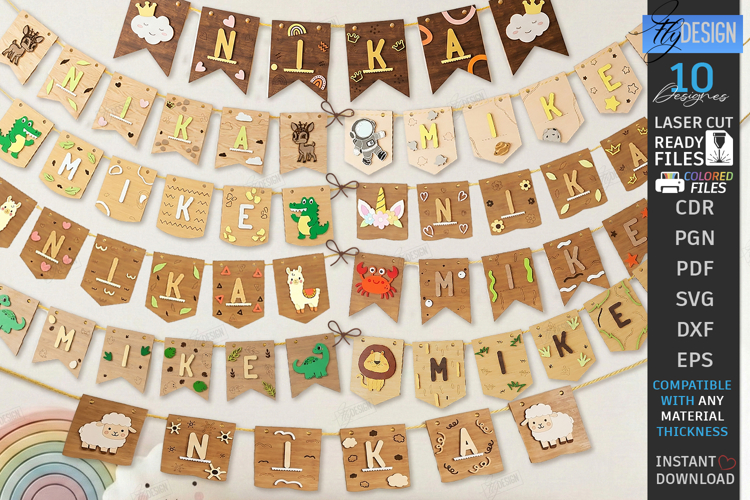 Baby Name Banner Laser Cut Bundle | Kids Room Wall Garland