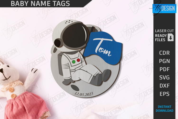 Baby Name Tag Laser Cut|3D Wall Sign|Personalized Wall Decor