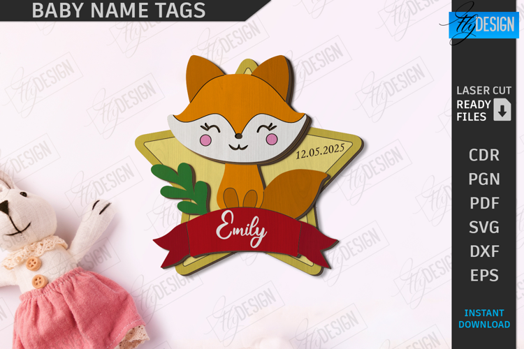 Baby Name Tag Laser Cut|3D Wall Sign|Personalized Wall Decor