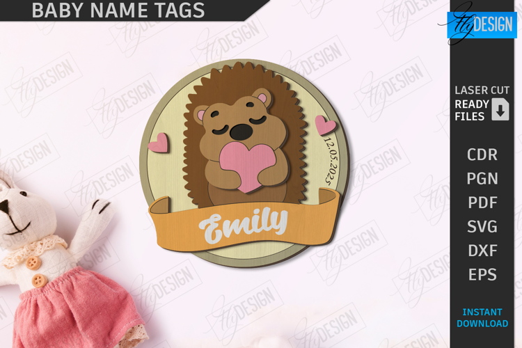 Baby Name Tag Laser Cut|3D Wall Sign|Personalized Wall Decor