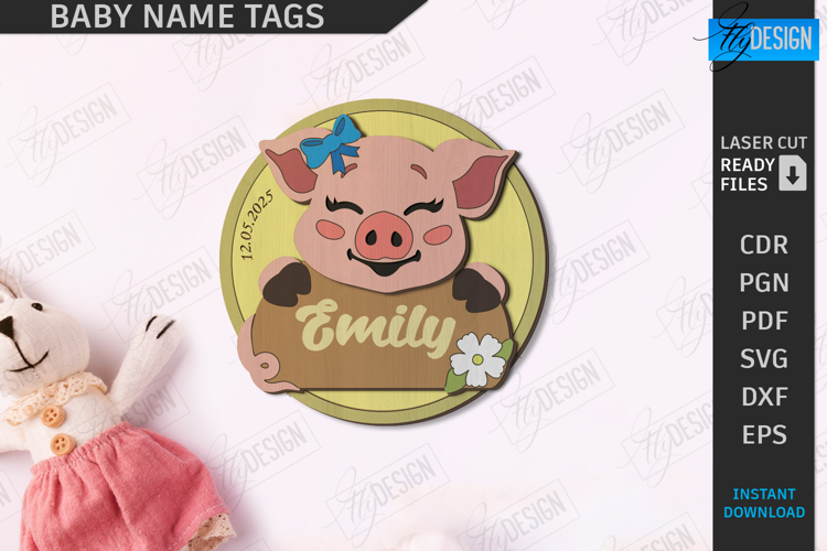Baby Name Tag Laser Cut|3D Wall Sign|Personalized Wall Decor