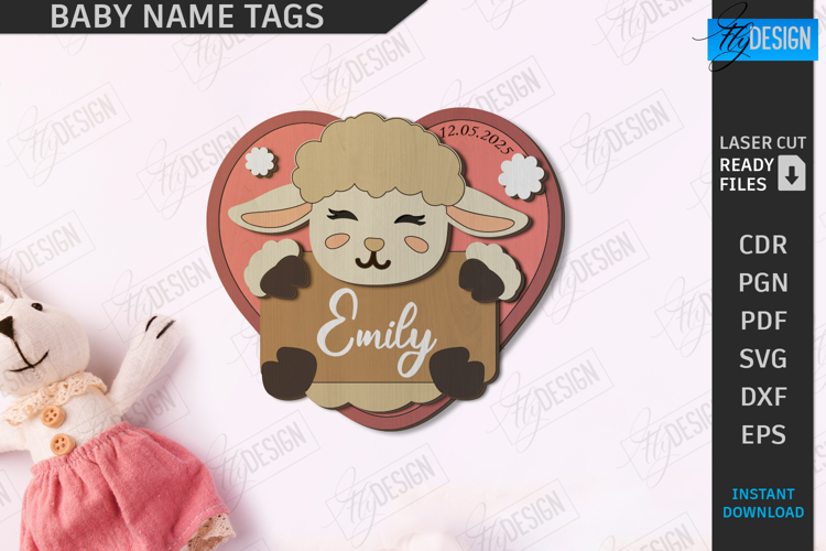 Baby Name Tag Laser Cut|3D Wall Sign|Personalized Wall Decor