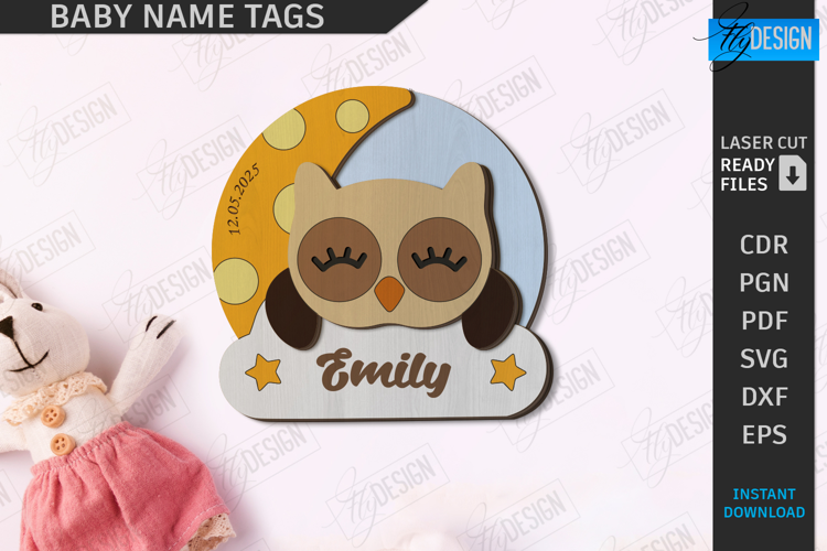 Baby Name Tag Laser Cut|3D Wall Sign|Personalized Wall Decor