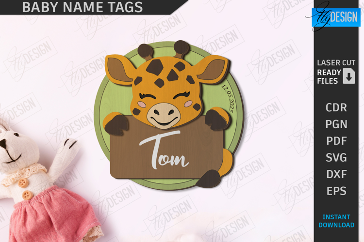 Baby Name Tag Laser Cut|3D Wall Sign|Personalized Wall Decor