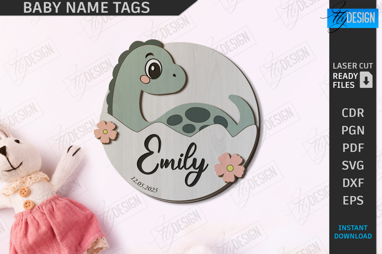 Baby Name Tag Laser Cut|3D Wall Sign|Personalized Wall Decor