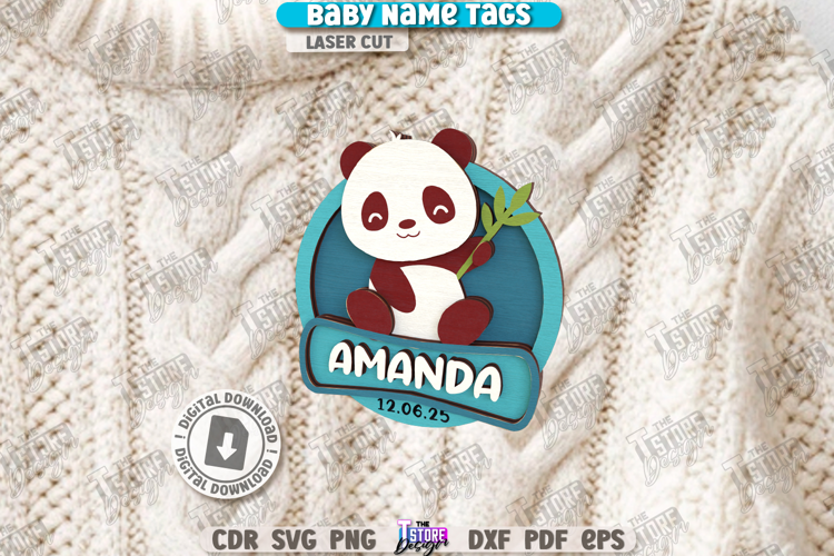 Baby Name Tag Laser Cut|3D Name Pin|Personalized Brooch SVG