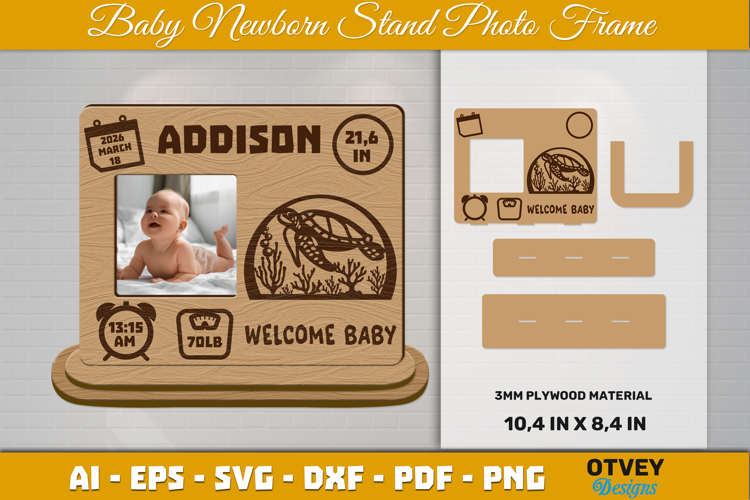 Newborn Baby Photo Frames Sea Animals Lasercut