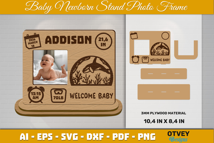 Newborn Baby Photo Frames Sea Animals Lasercut