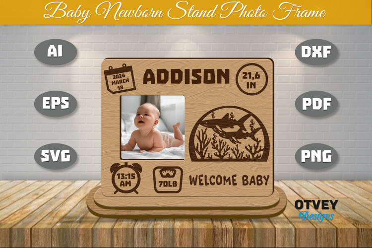 Newborn Baby Photo Frames Sea Animals Lasercut