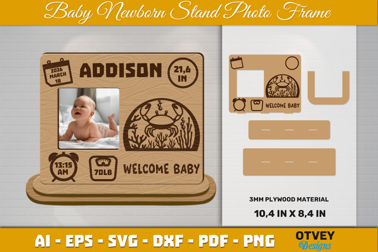 Newborn Baby Photo Frames Sea Animals Lasercut